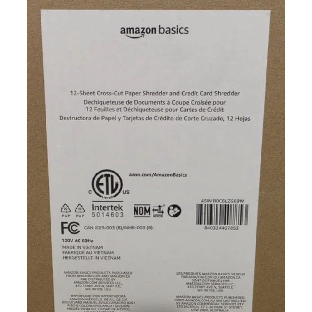 Cross Cut Paper and Credit Card Shredder, 12 Sheet Paper Shredder New In Box